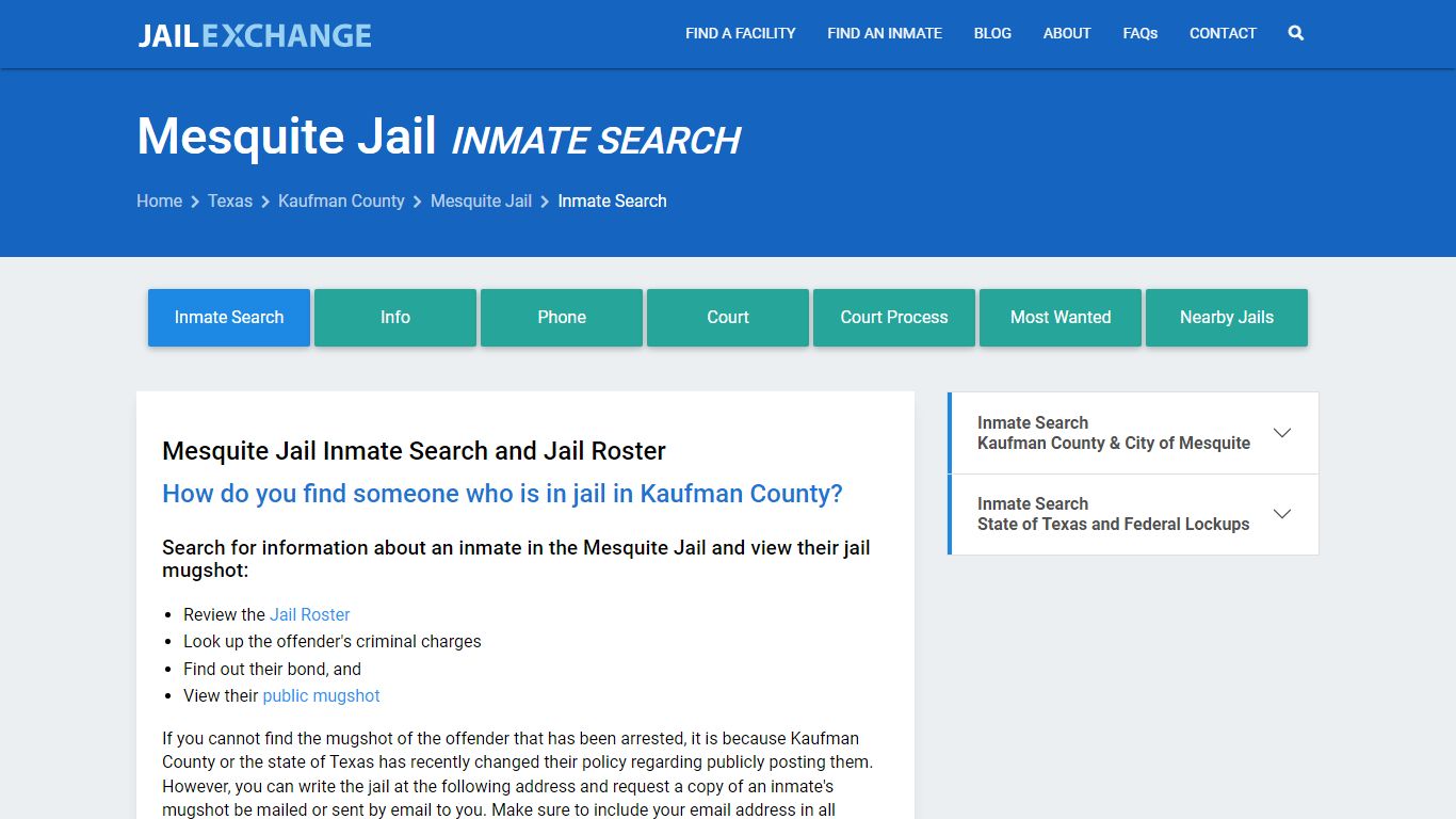 Inmate Search: Roster & Mugshots - Mesquite Jail, TX - Jail Exchange